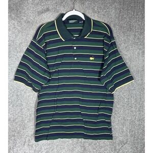 Vintage Masters Collection Golf Polo Shirt Mens Sz XL Blue Green‎ Yellow Striped